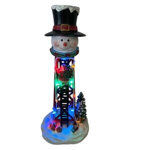 Holiday Time Lighted Snowman Water Tower Christmas Decoration w Santa Animals